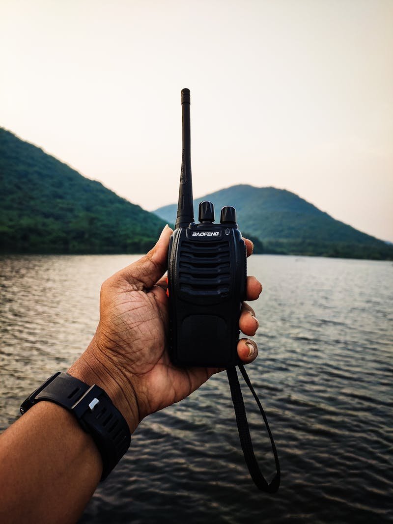 Two-way radio in action outdoors